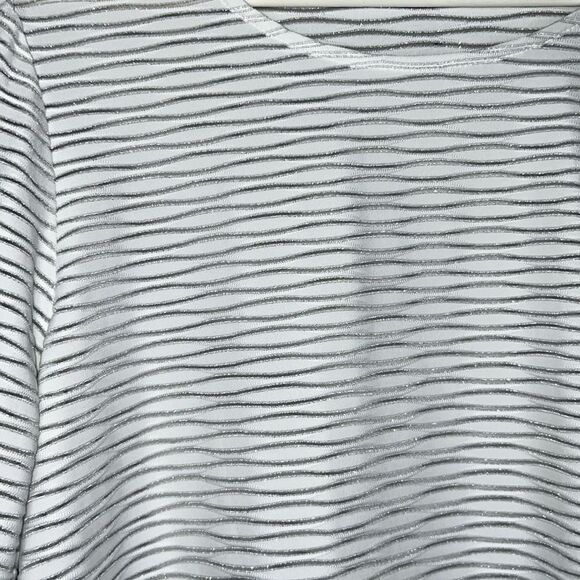 Calvin Klein silver striped long sleeve top with asymmetrical hem - Picture 6 of 11